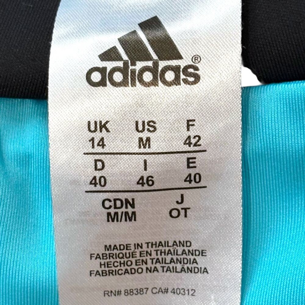 Adidas Cropped Athletic Pants - Medium - Black & Teal - Yoga Gym Active Leggings - Picture 6 of 11